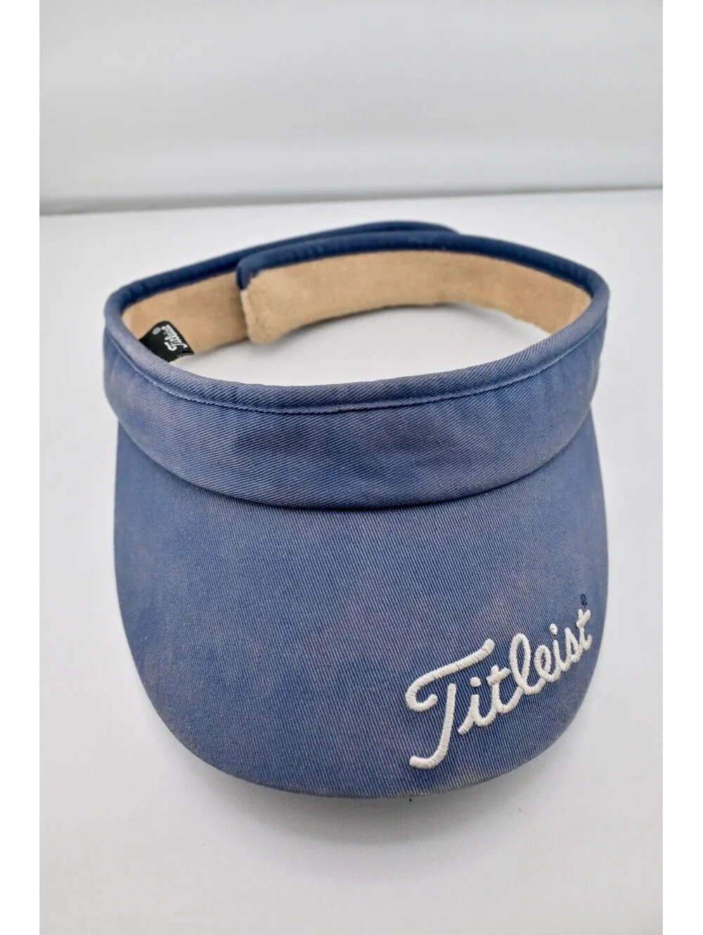 Vintage Titleist Womens Blue Wide Visor Plaid Inside Embroidered Reversable EUC
